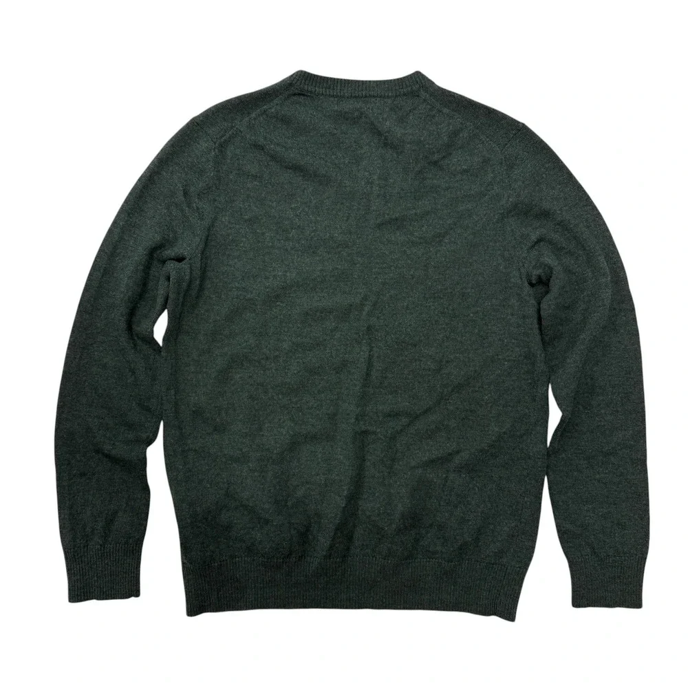 Banana Republic Sweater Mens Large Extra Fine Merino‎ Wool V-Neck Moss Green